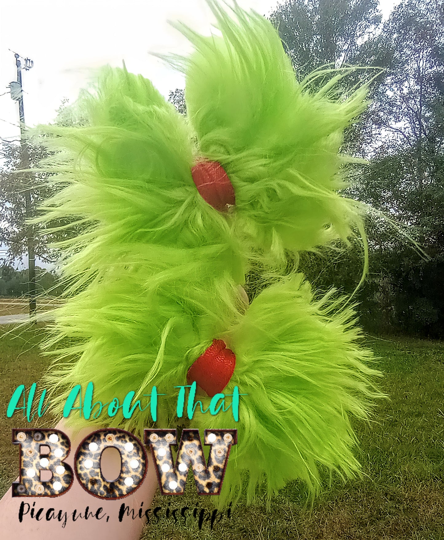 Green Fur Bow