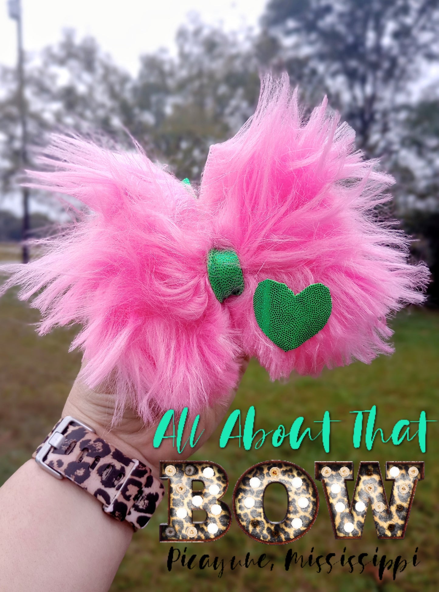 Pink Fur Bow