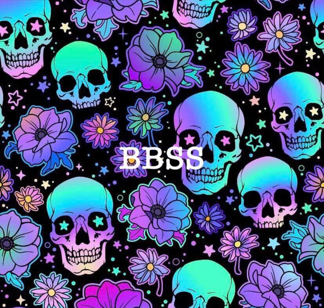 Neon skulls bow print