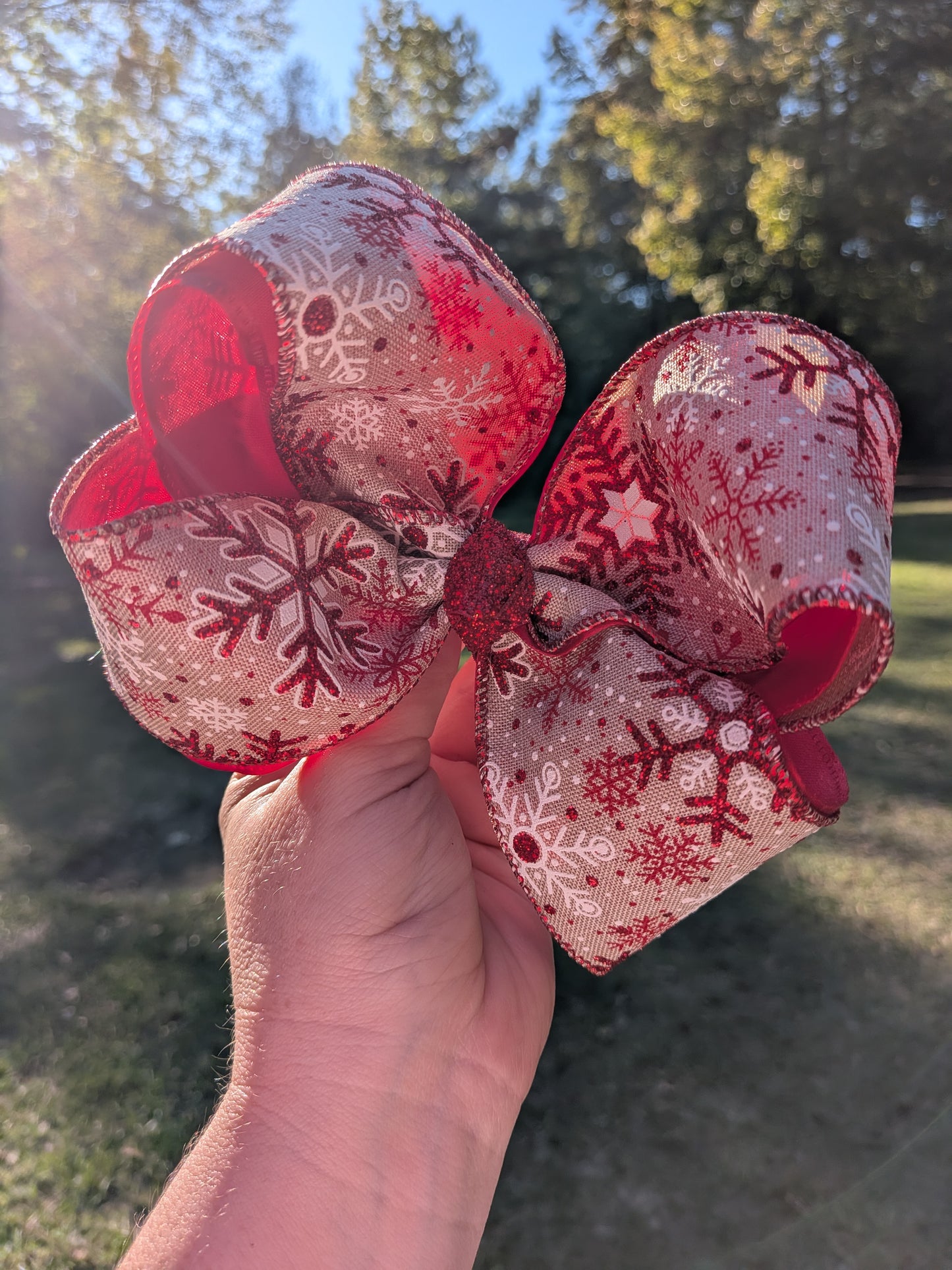 Burlap Snowflake Ribbon Bow