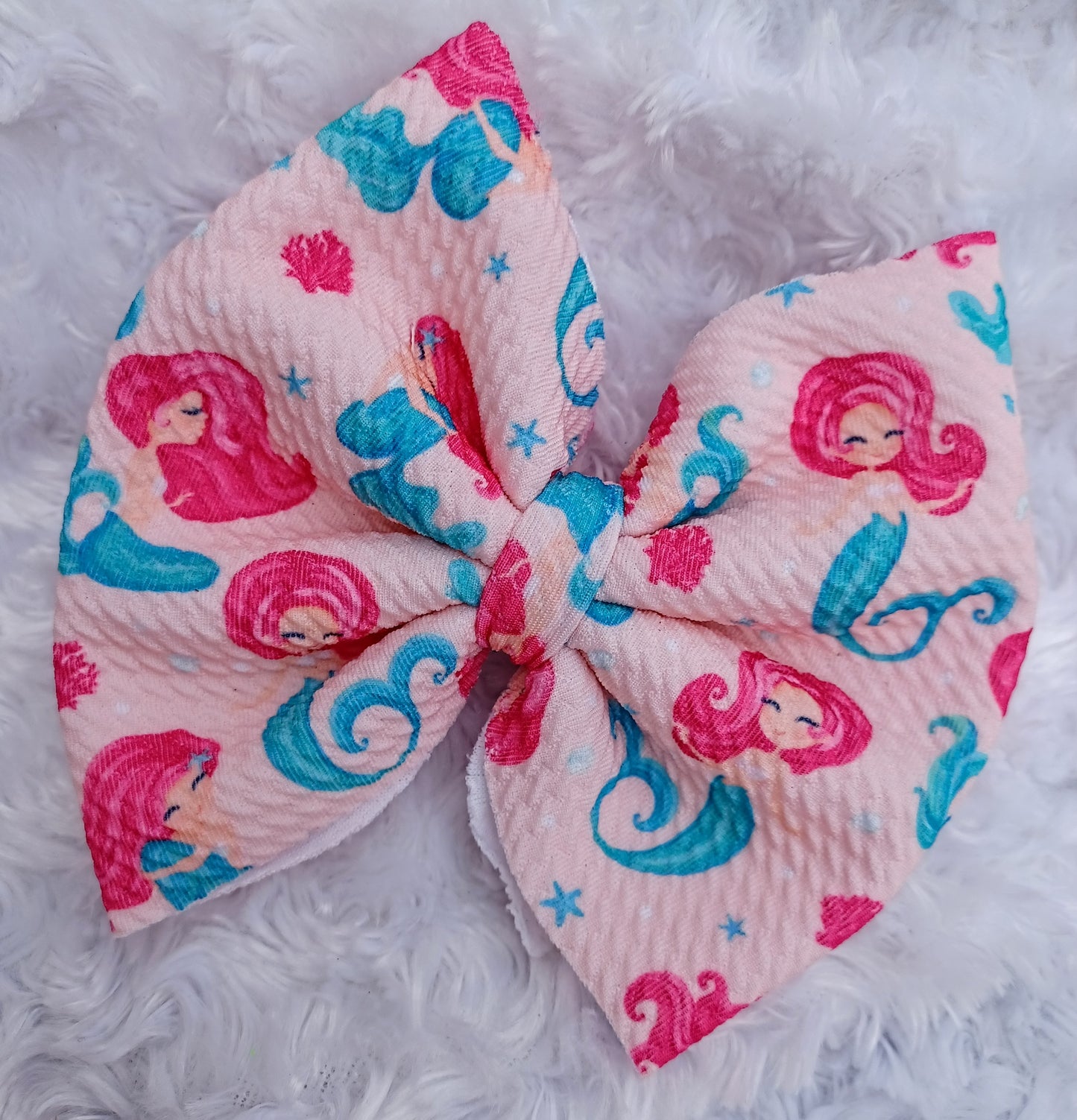 Pink Mermaid Print Bow
