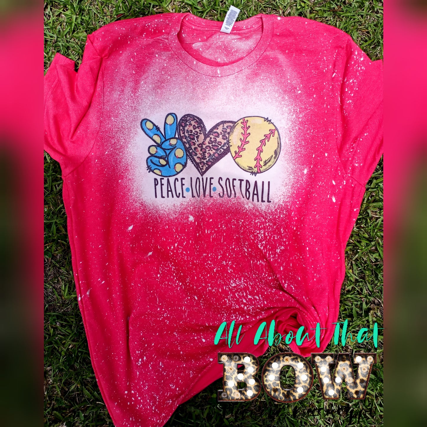 Peace Love Softball Bleached Tee