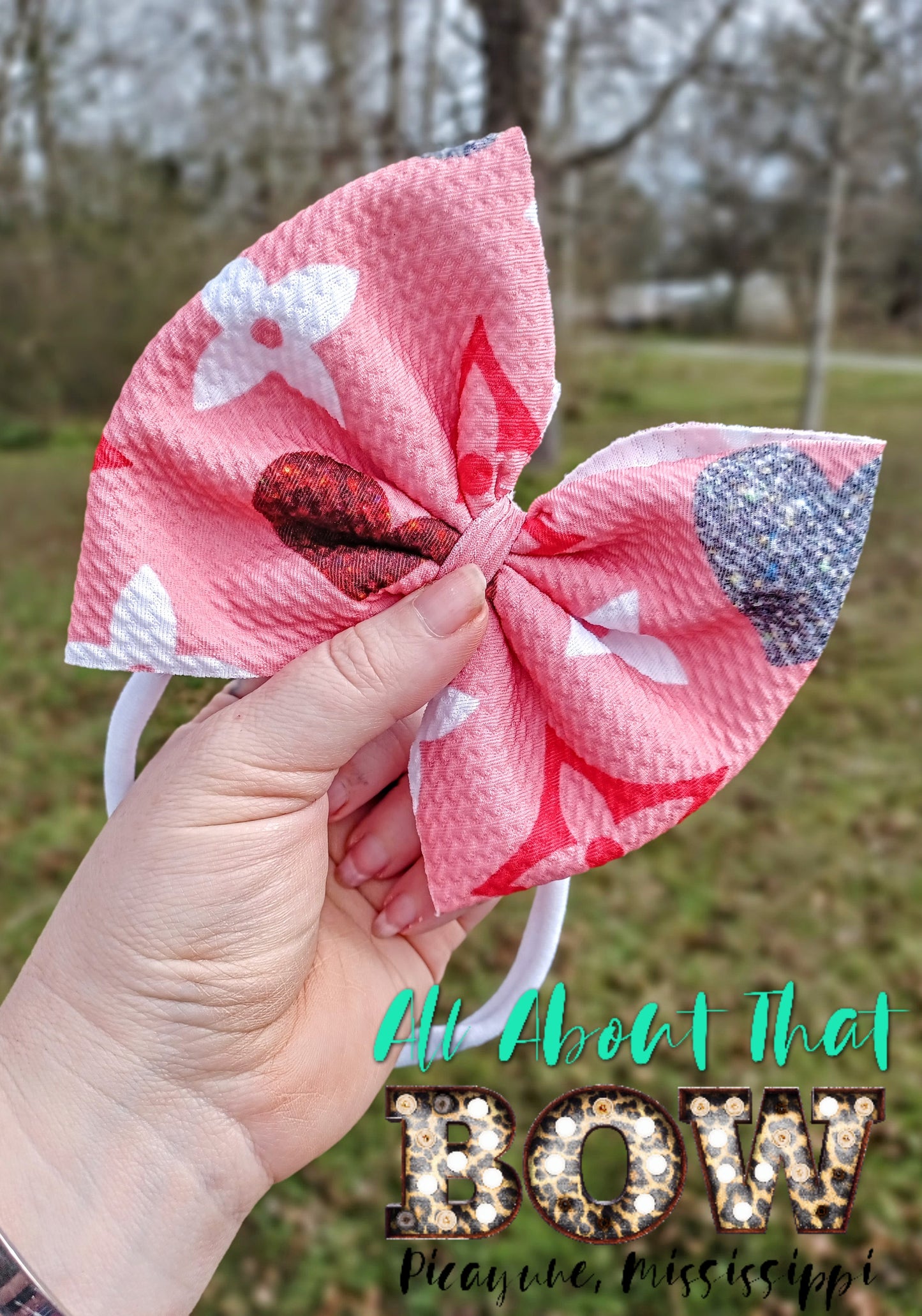 pink designer vday bow