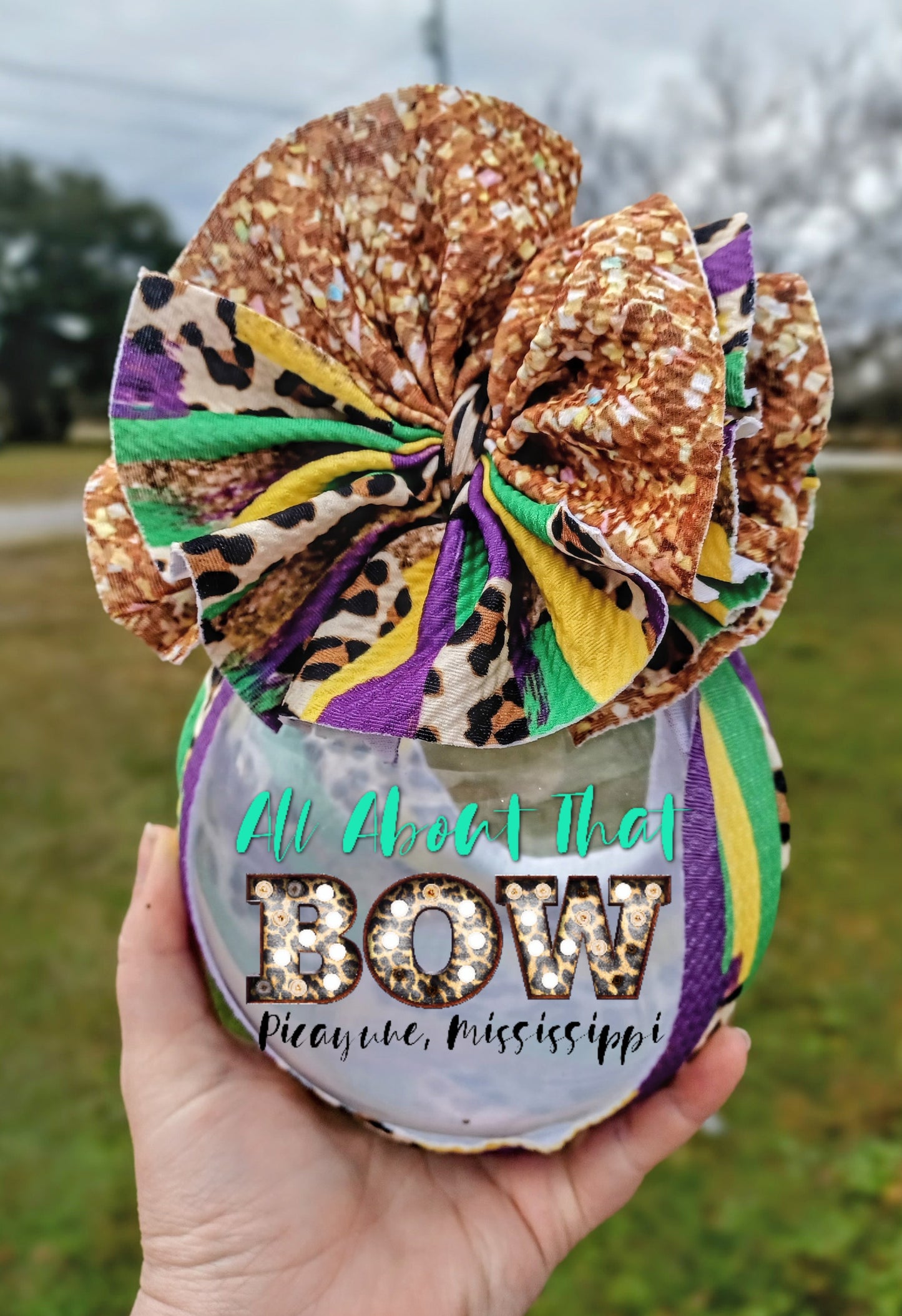 Mardi Gras Brushstroke Boujee Bow