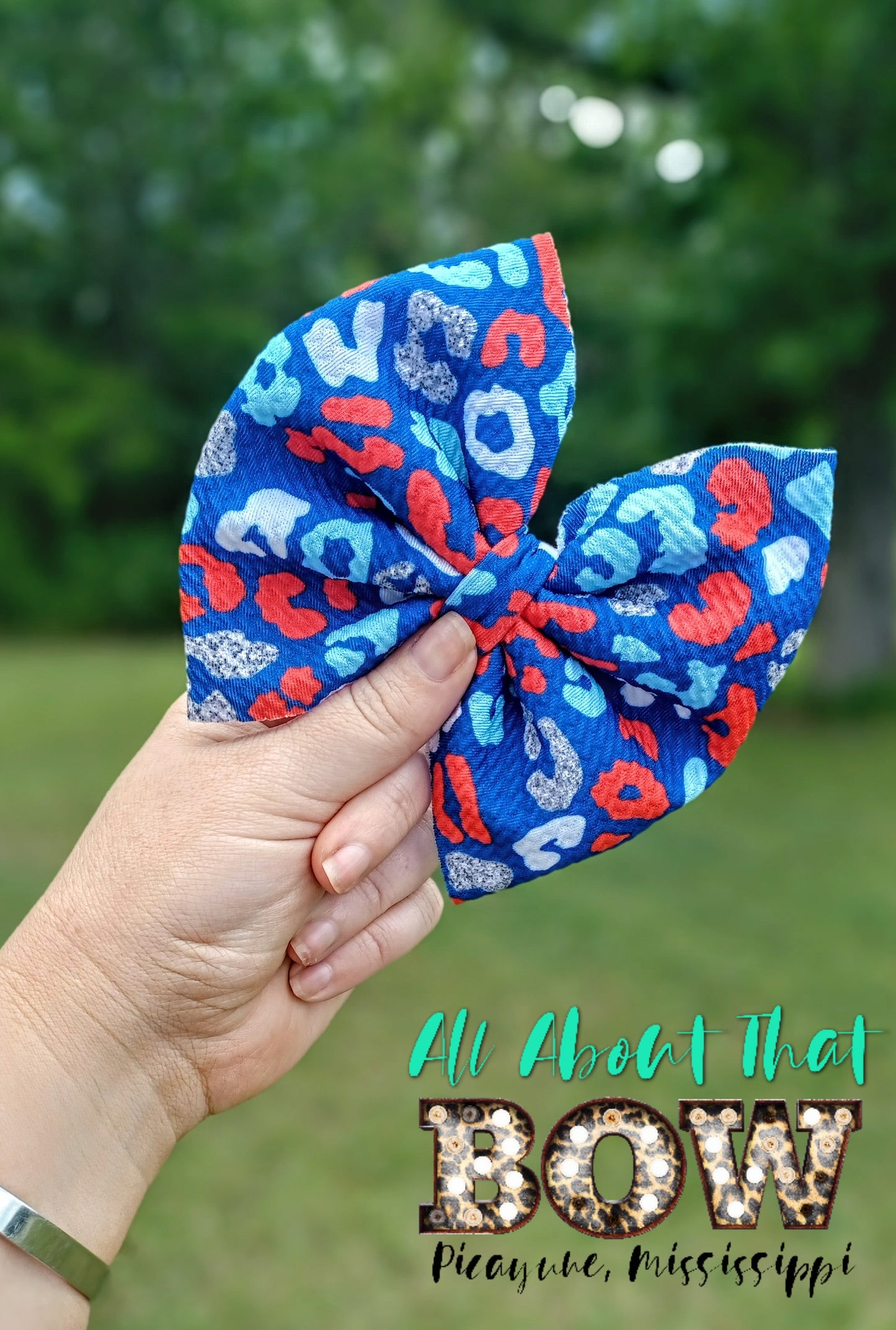 Red White & Cheetah Print Bow