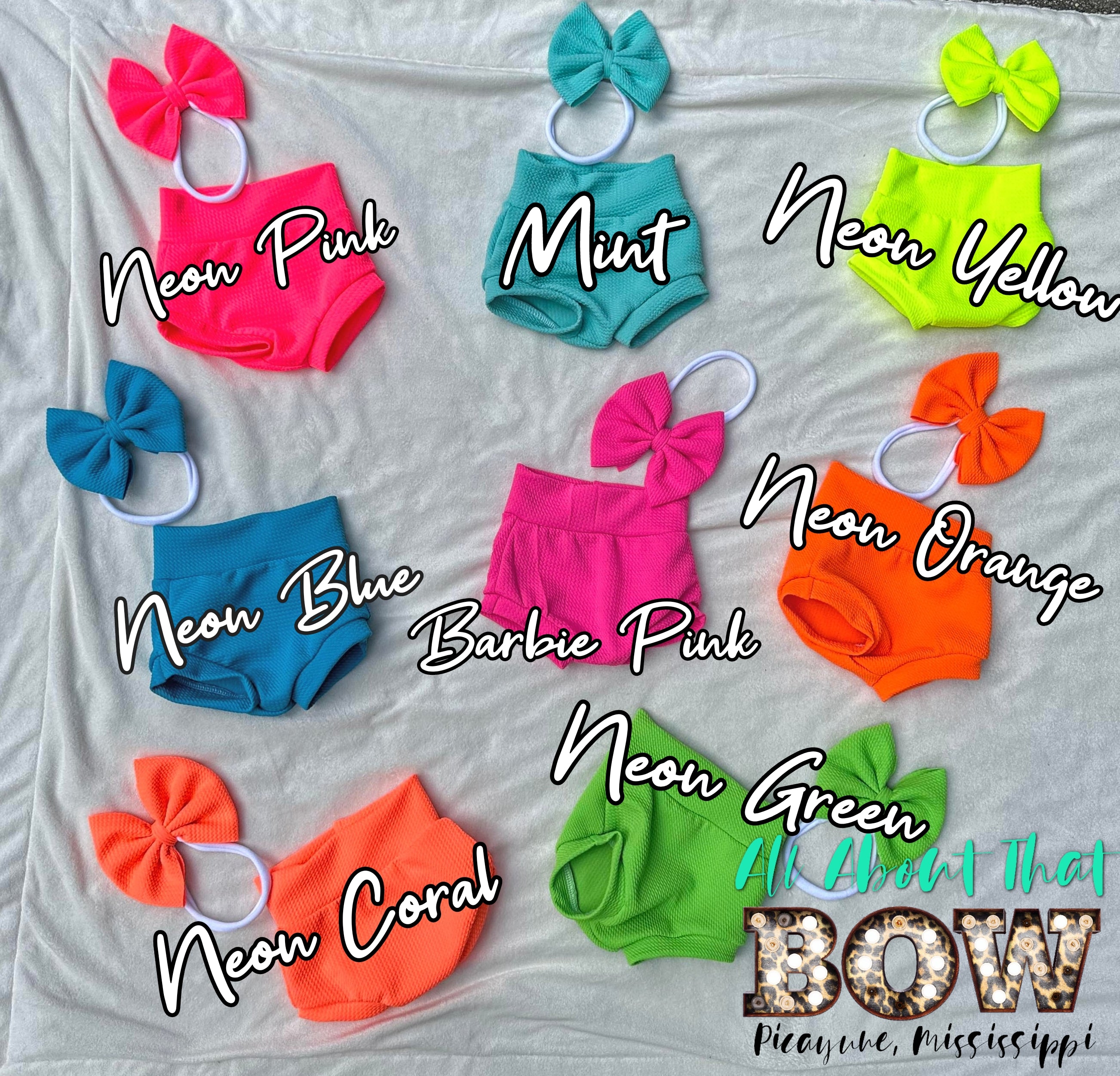 Neon Bummie and Bow Sets