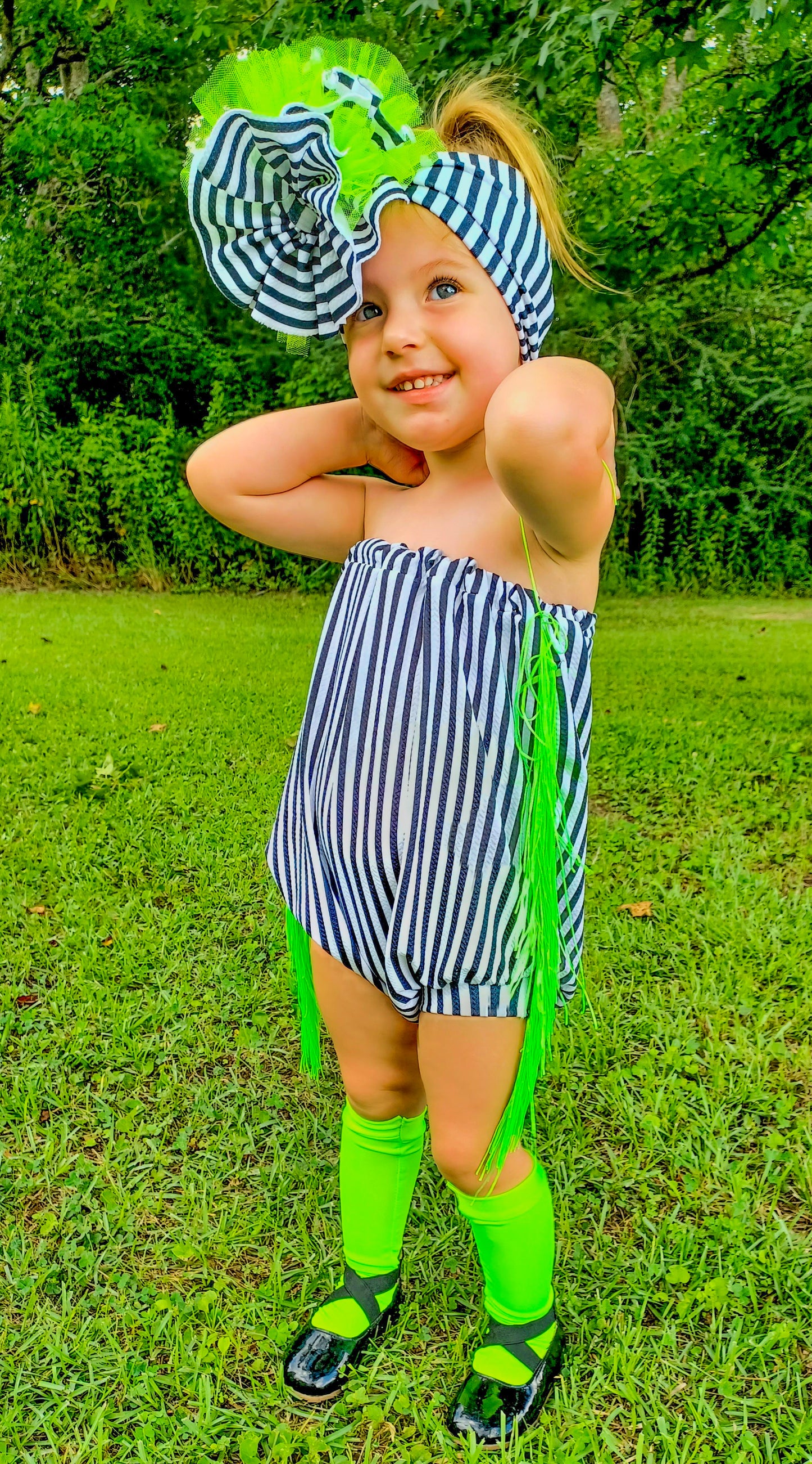 Bettlejuice Romper with matching knee high socks
