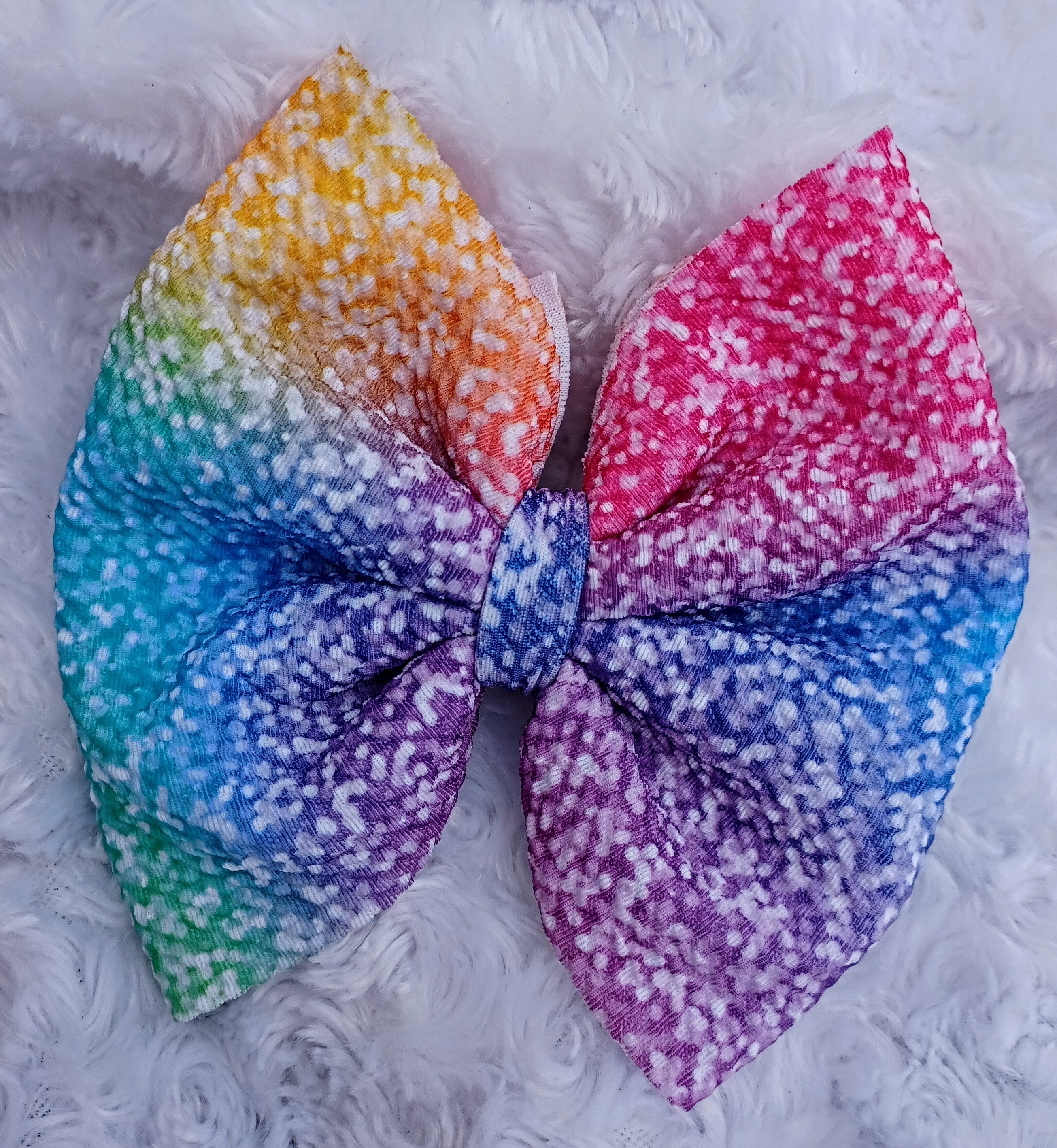 Rainbow Glitter Ombre Print Bow