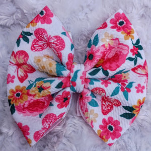 Floral Butterfly Print Bow
