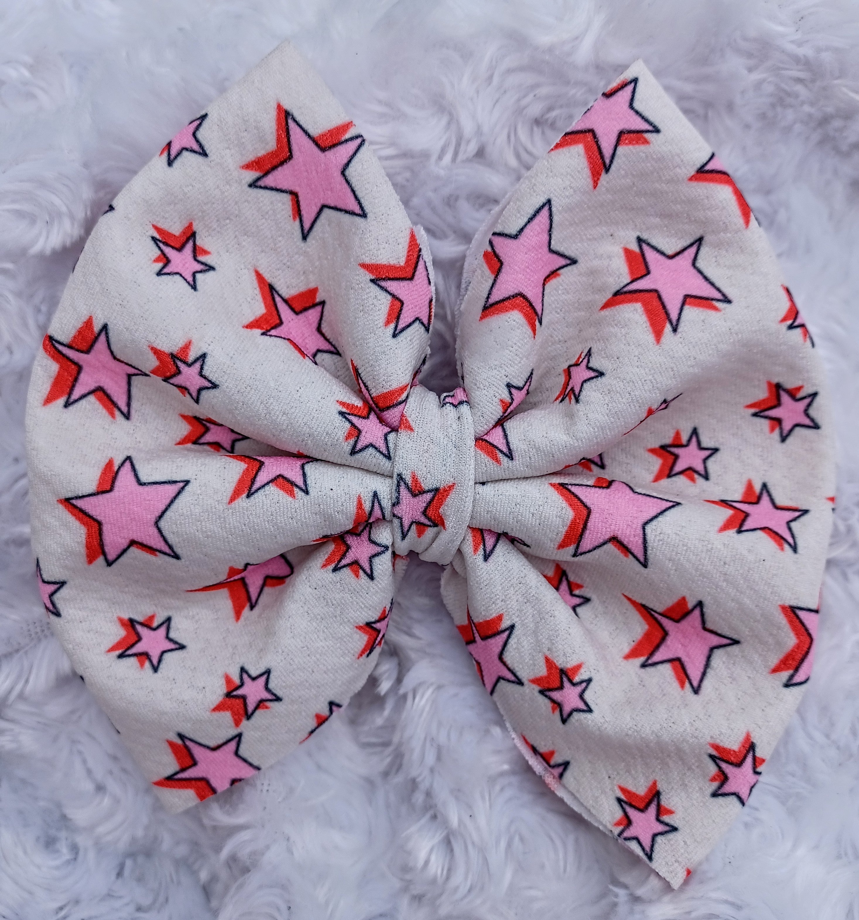 Pink Stars Print Bow