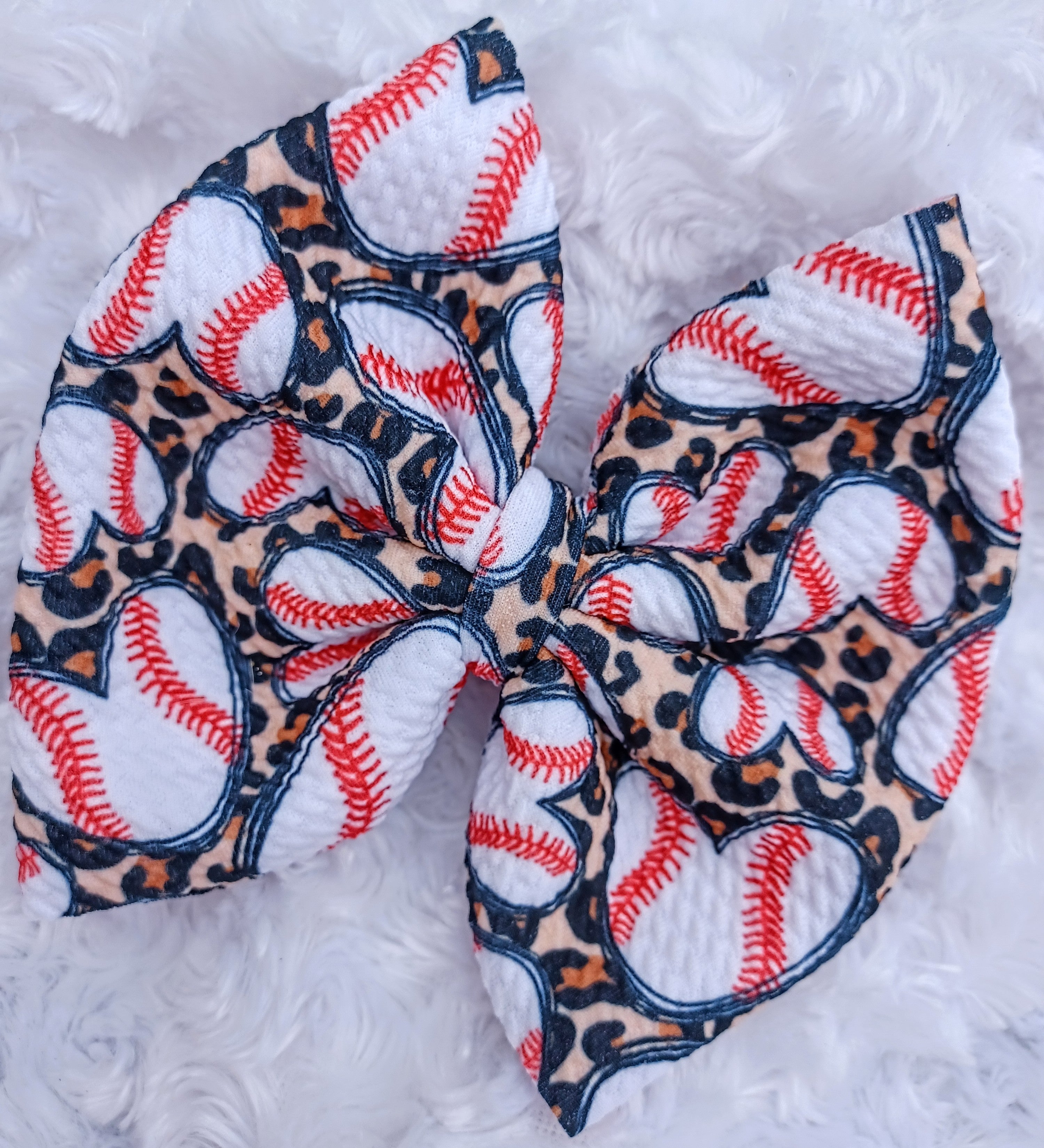 Cheetah Baseball Print Bow