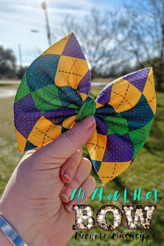 Mardi Gras Fat Tuesday Print Bow