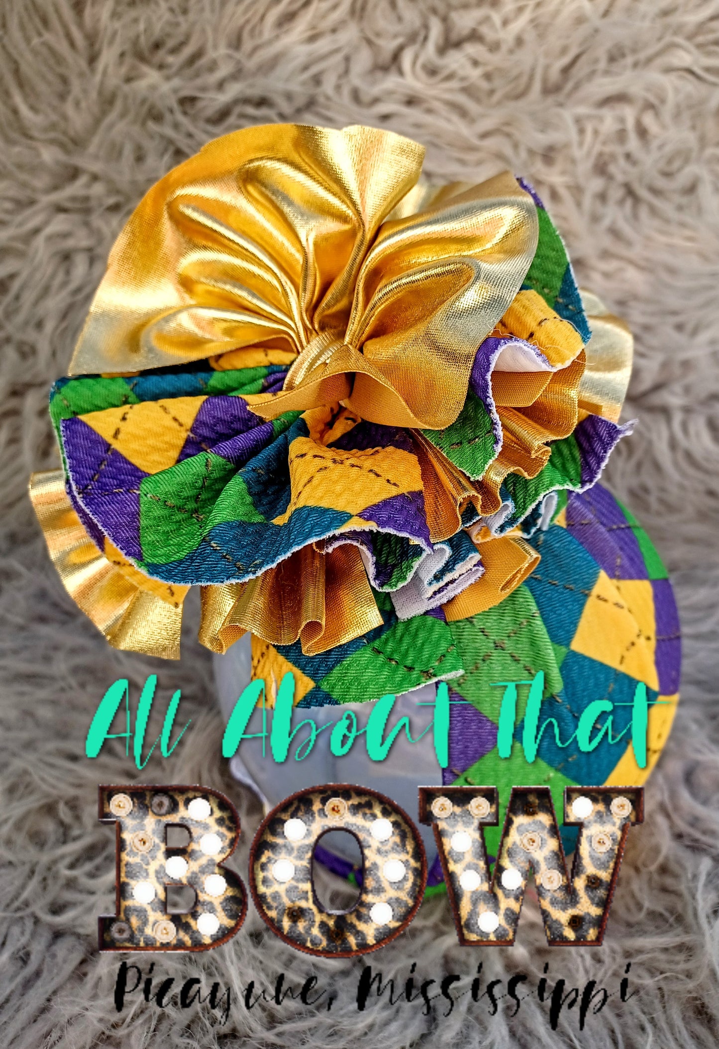 Mardi Gras Fat Tuesday Bad & Boujee Bow