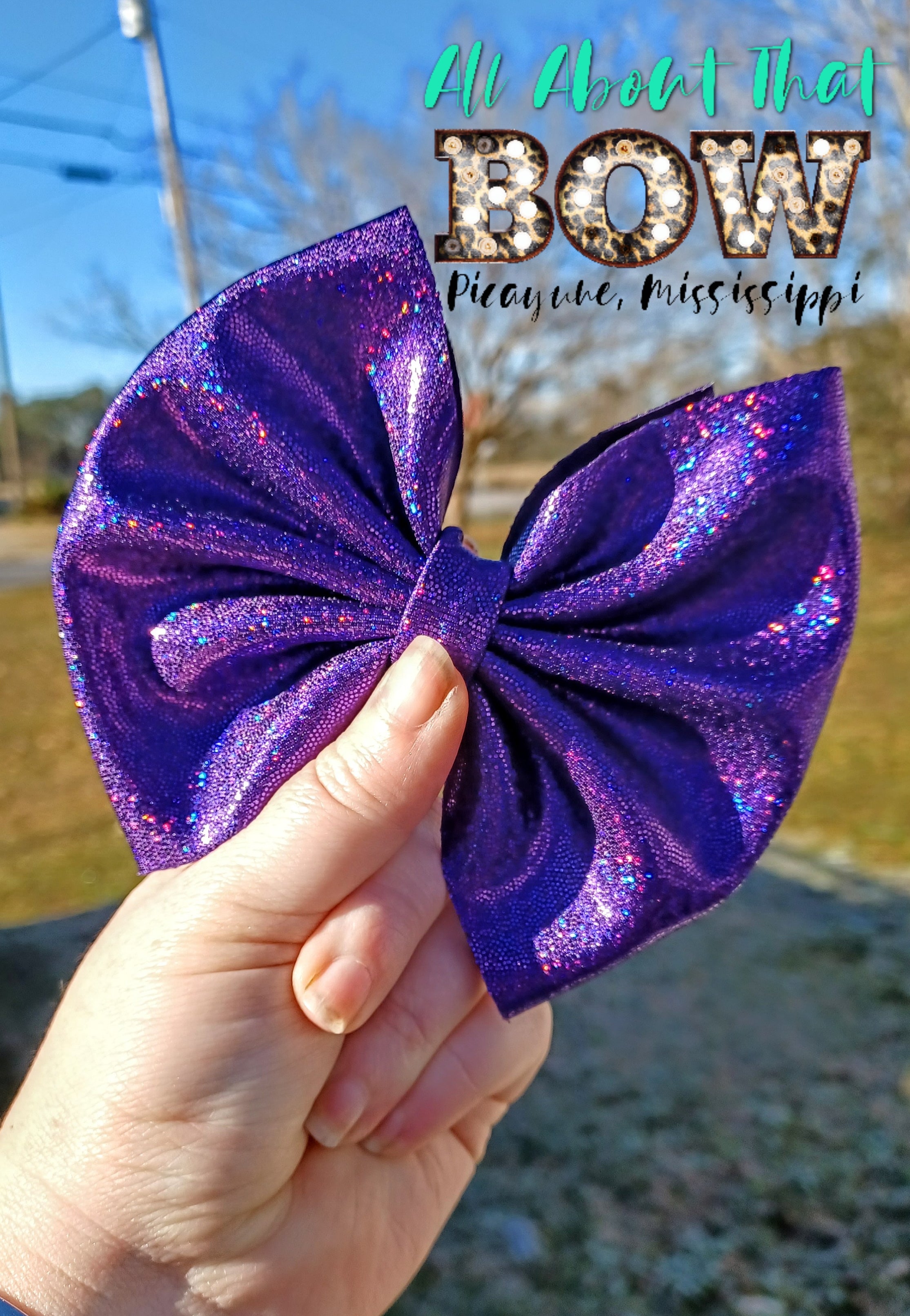 Purple glitter bow