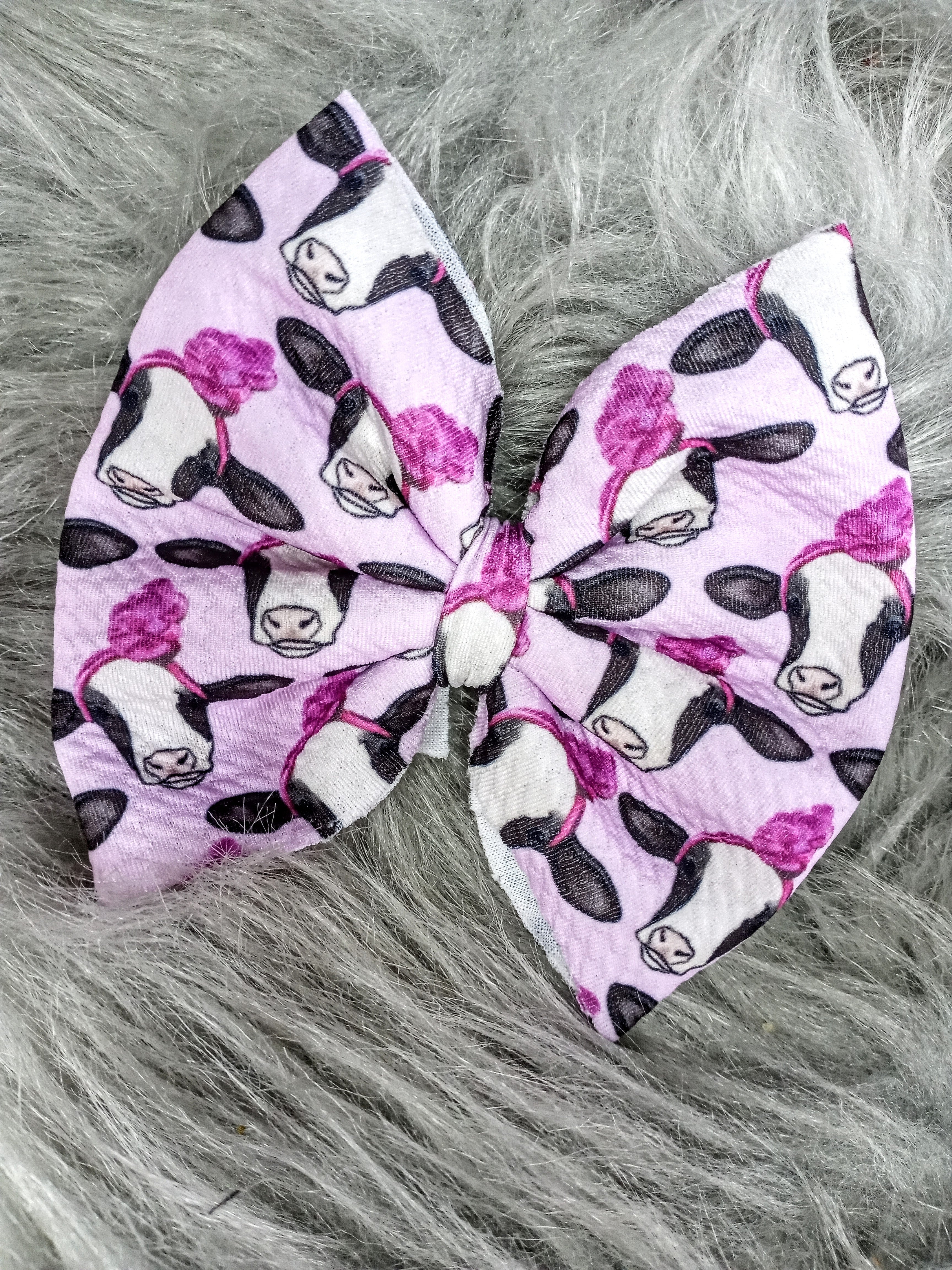 Cow Topknot Print Bow