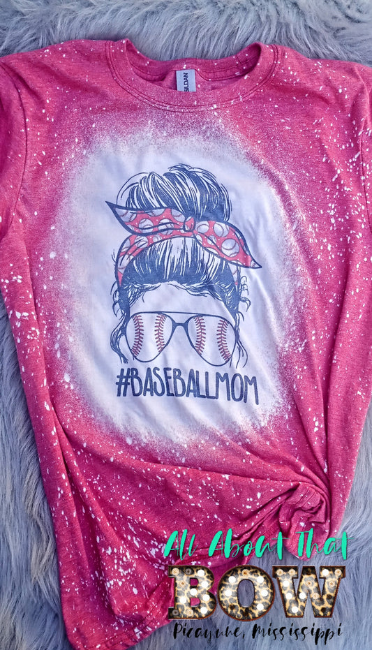 #BaseballMom Bleached Tee